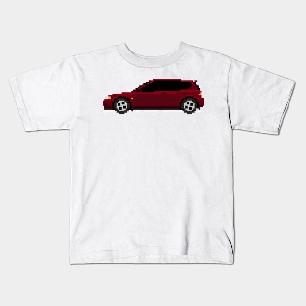 Honda Civic EG Pixelart Kids T-Shirt by retsbor10@comcast.net